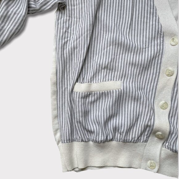 Vintage Blue & White Pinstripe Cardigan Sweater - Picture 5 of 9